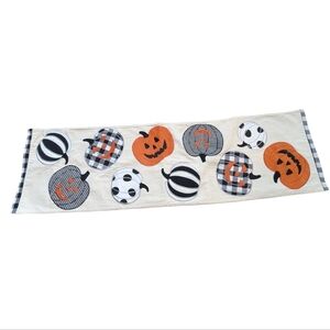 FAO Schwarz Halloween Table Runner Pumkins Corduroy Cotton Preppy Cottagecore
